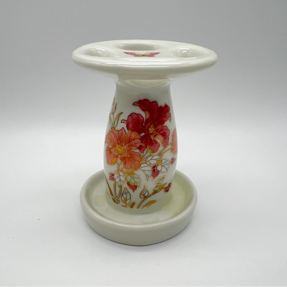 VTG Takahashi Ceramic Floral Butterfly Toothbrush Holder